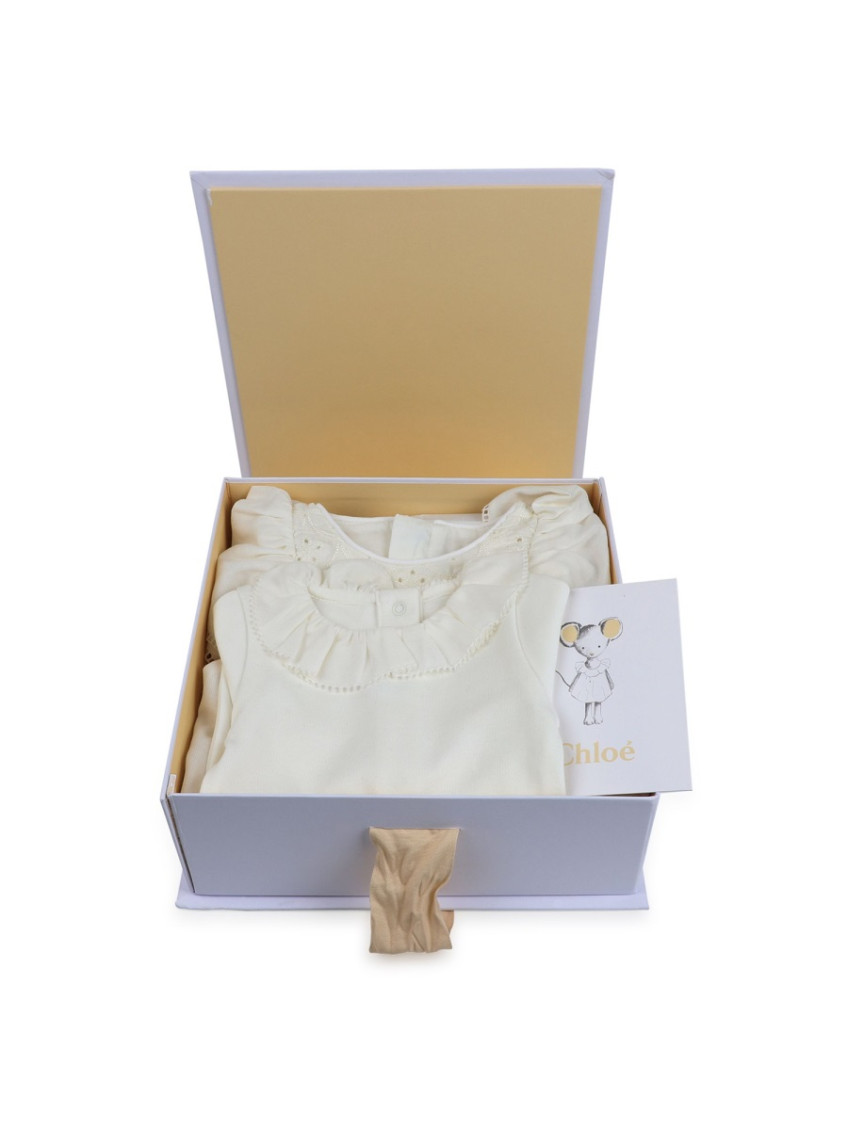 2 Piece White Embroidered Dress/Romper Sets (Baby Girl)