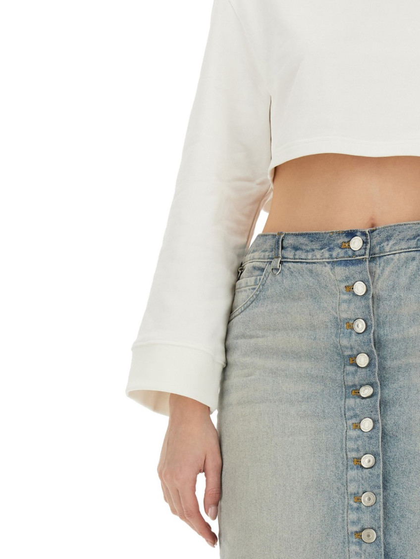 White Solid Crew Neck Sweatshirt