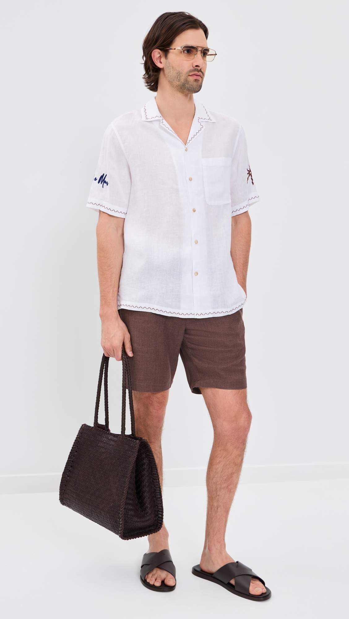 Felipe Linen Shorts Brown