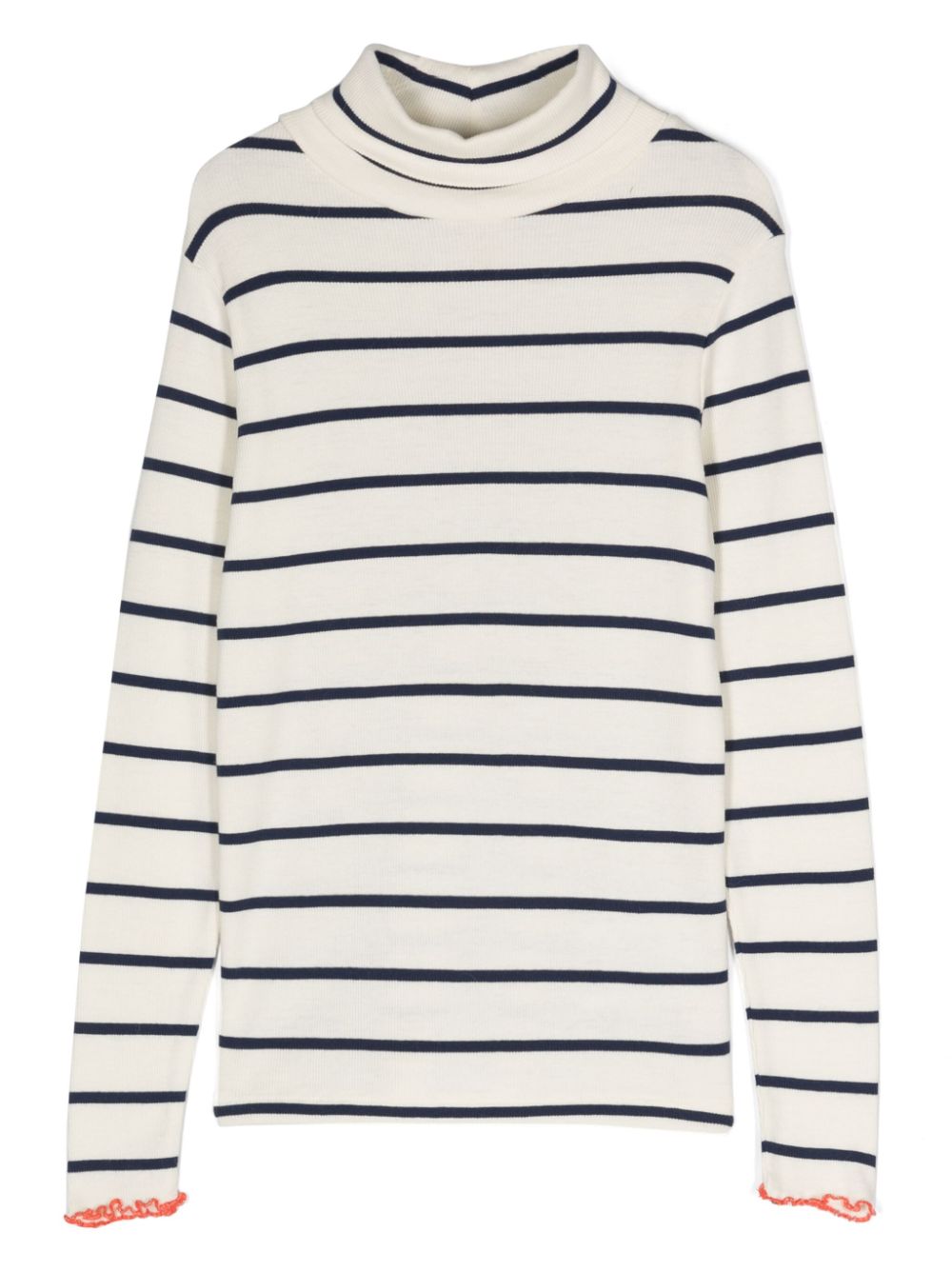 Roll-neck striped top - White