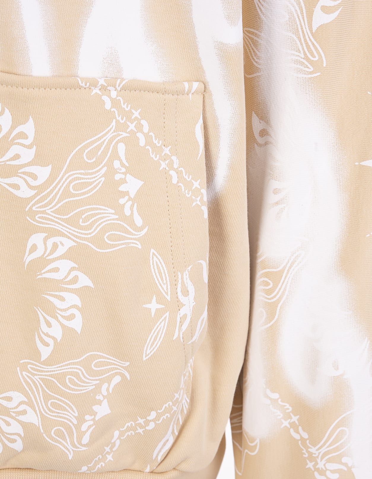 Unisex Beige Hoodie With Bandana Print
