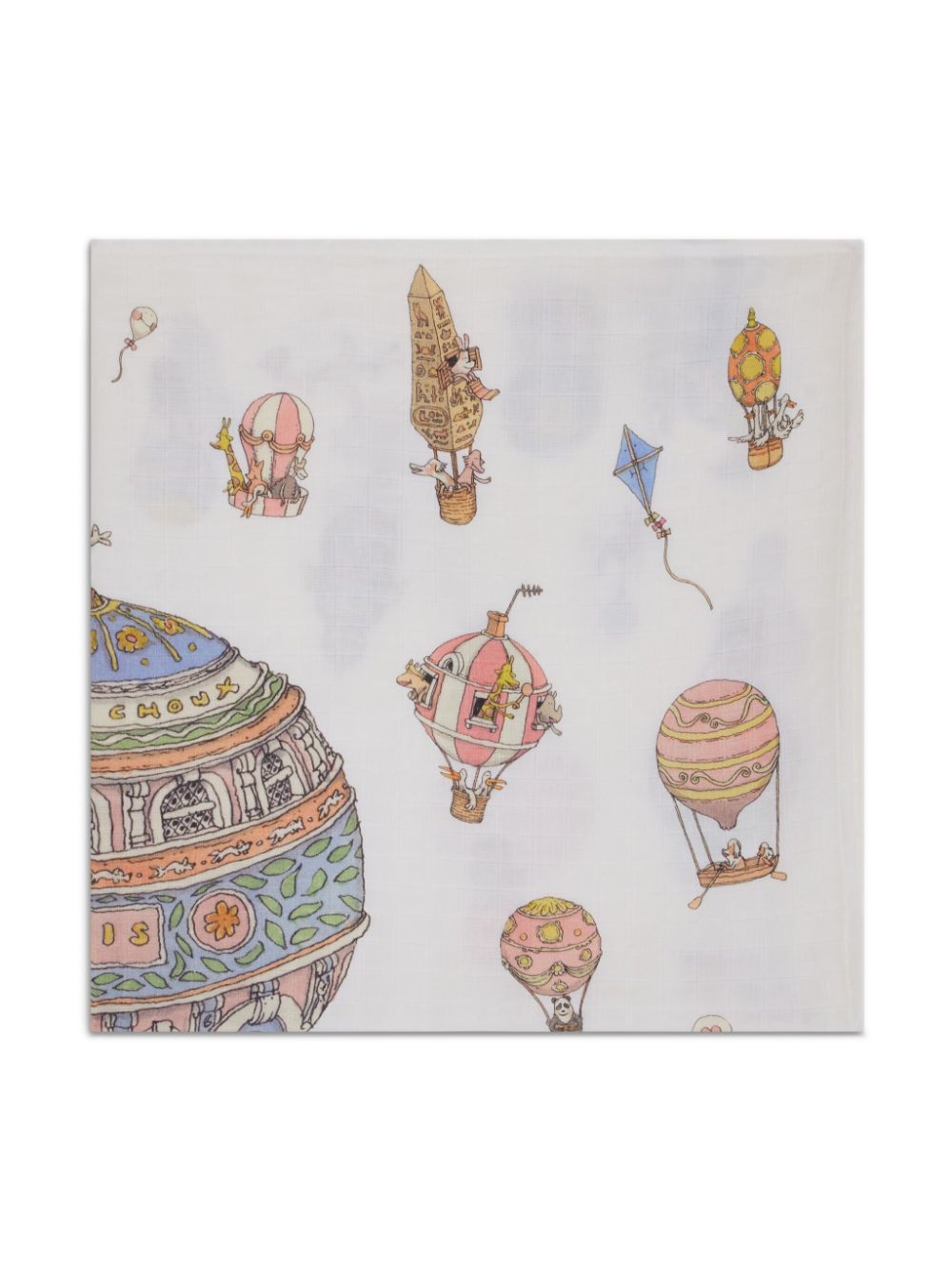 Illustration-print organic cotton blanket - White