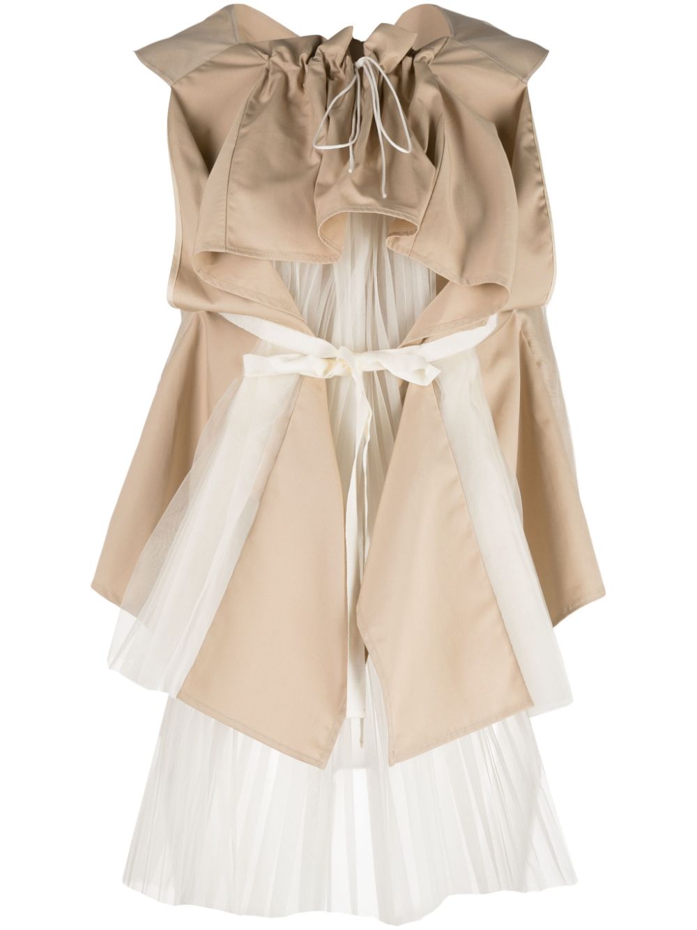 Tulle-overlay panelled top - Neutrals