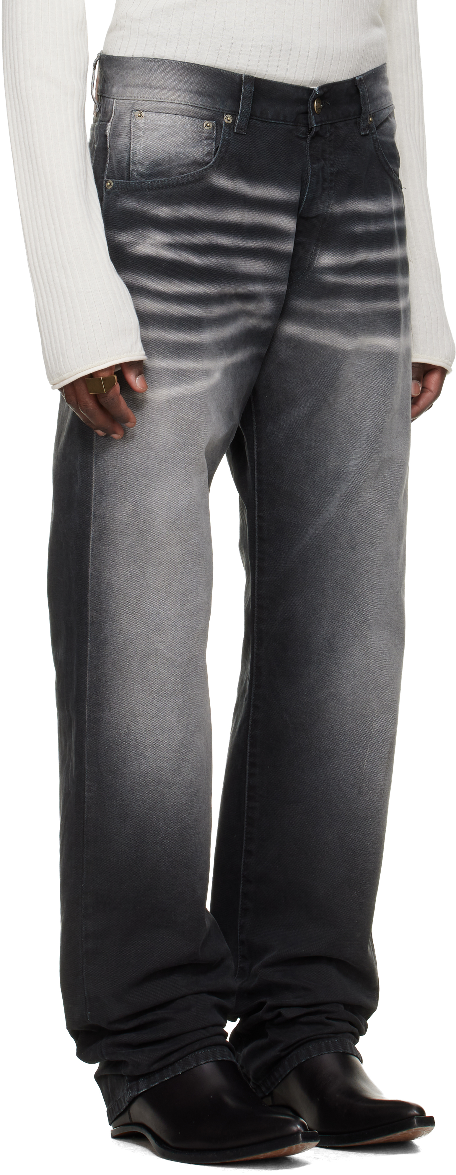 Black & Gray Collection Loose Fivepocket Trousers