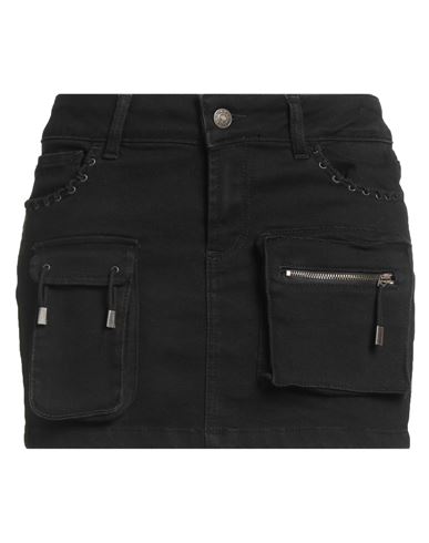 Par. co Denim Woman Denim skirt Black Size 27 Cotton, Recycled cotton, Recycled polyester, Elastane