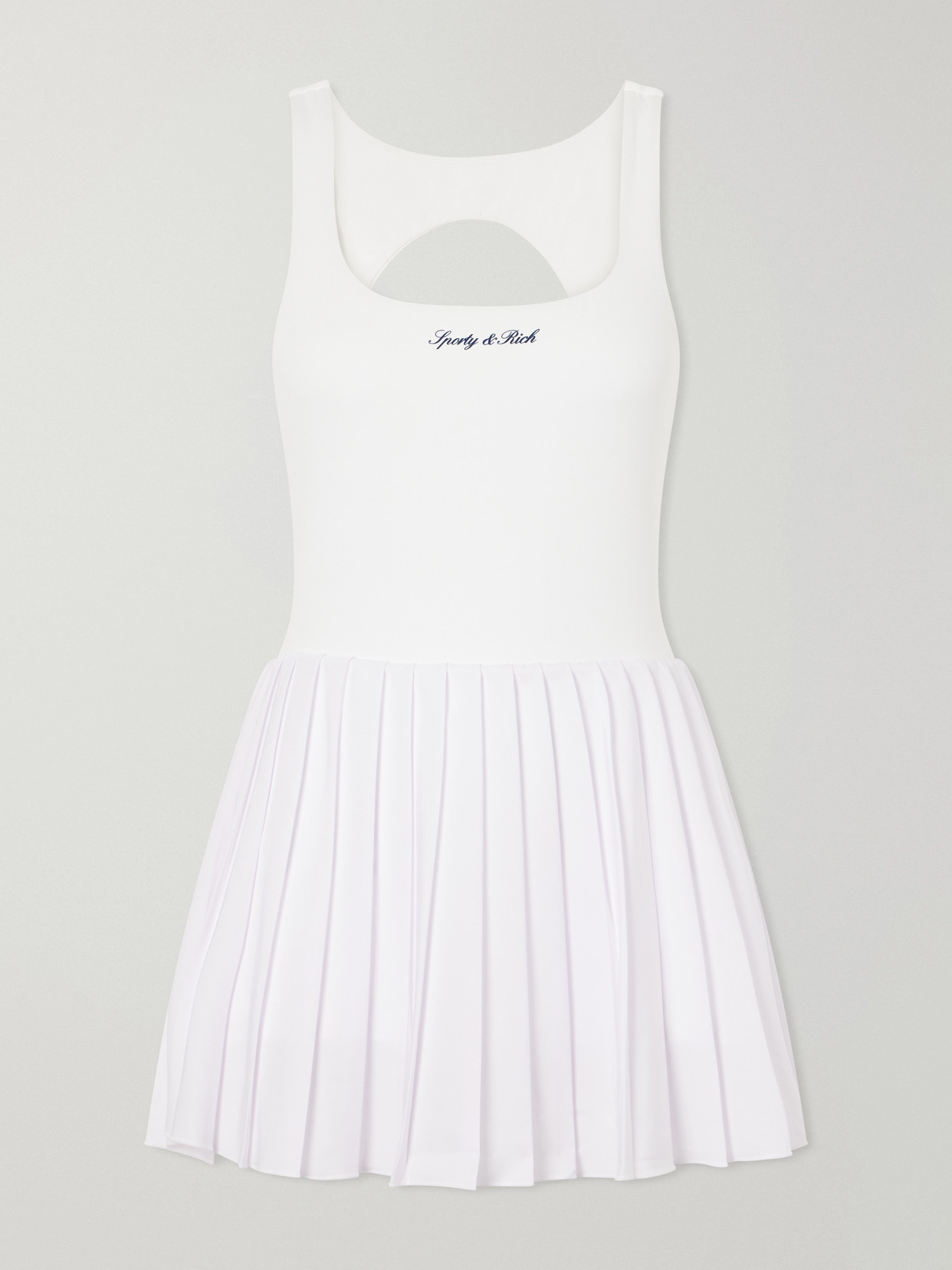 Open-back Pleated Stretch-jersey Tennis Dress
