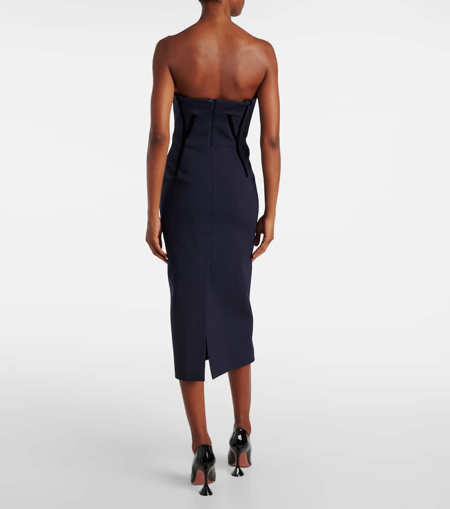 Anemone wool-blend bustier midi dress