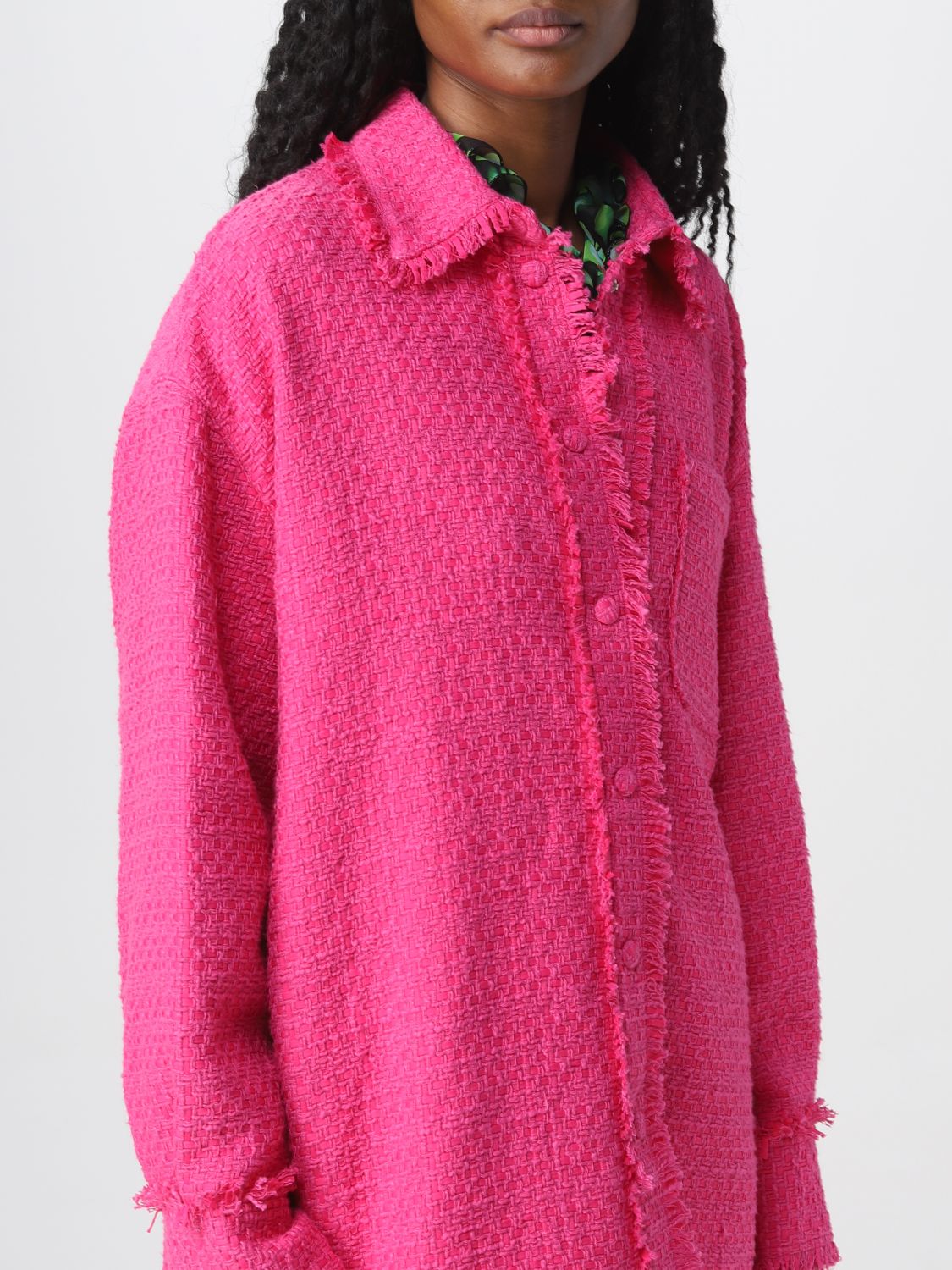 Long-sleeve frayed-edge shirt