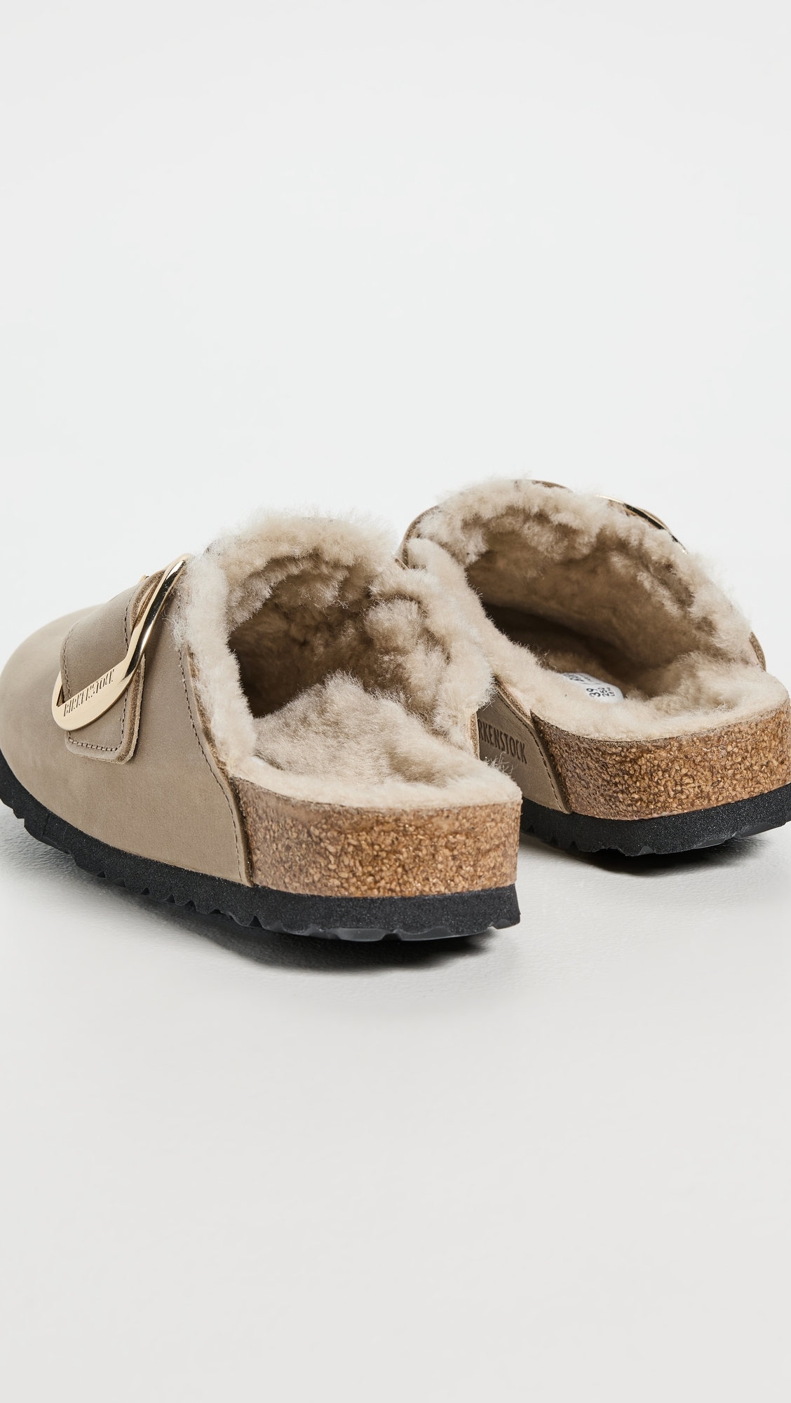 Boston Big Buckle Shearling Clogs Tobacco Brown