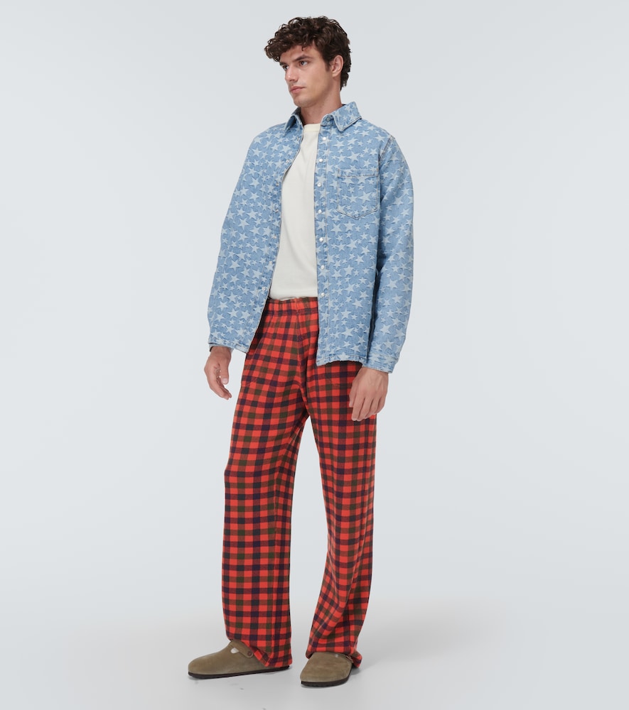 Checked cotton straight pants