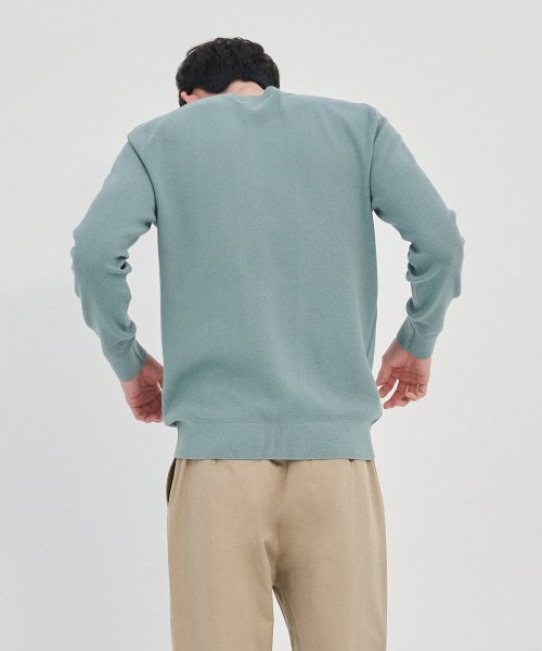 UNI Supima Semi-Oversized Round Neck Knit Mint LWKT2101