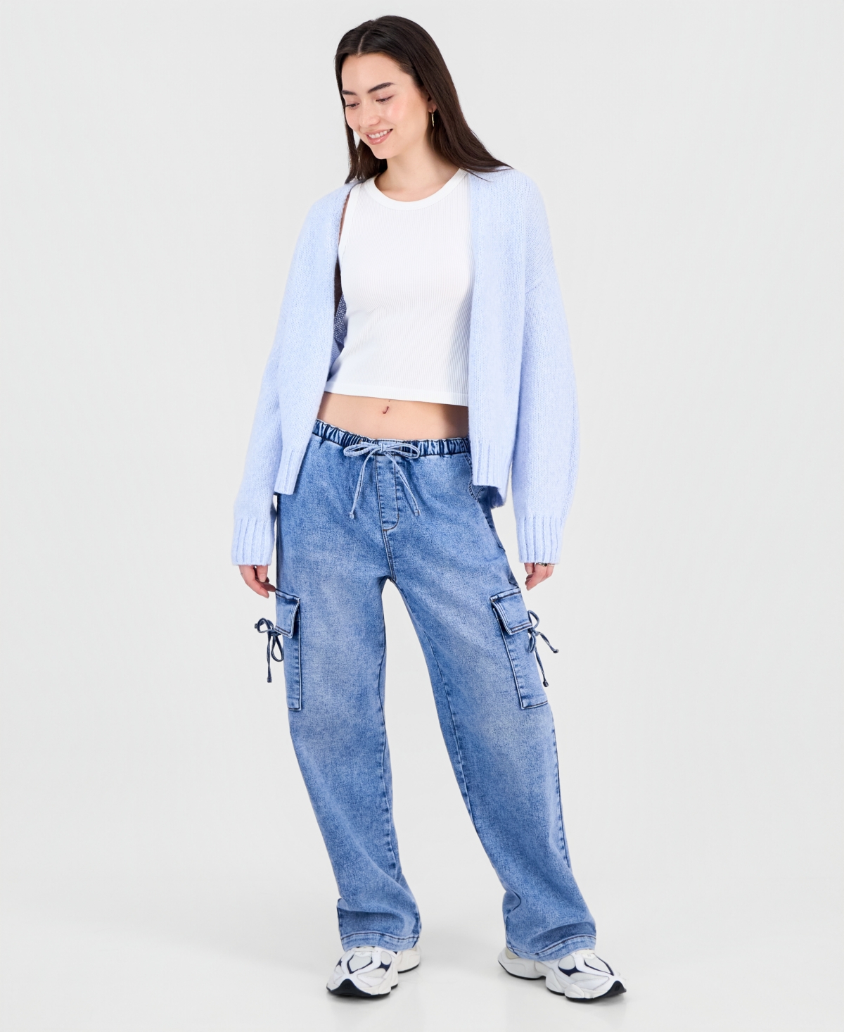 Juniors' Ultra Cozy Bow Cargo Pull-On Jeans - Hardwin
