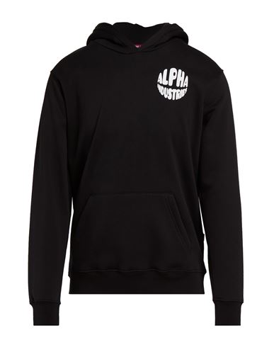 Man Sweatshirt Black Size L Cotton, Polyester