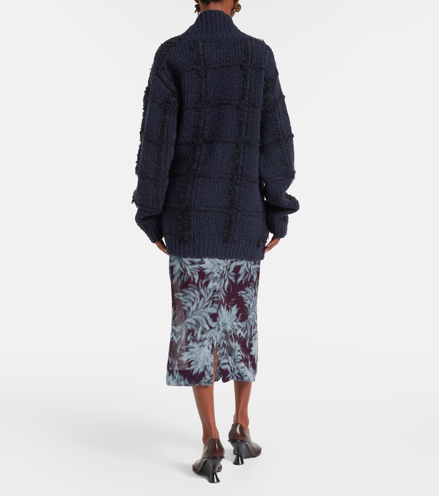 Checked wool cardigan