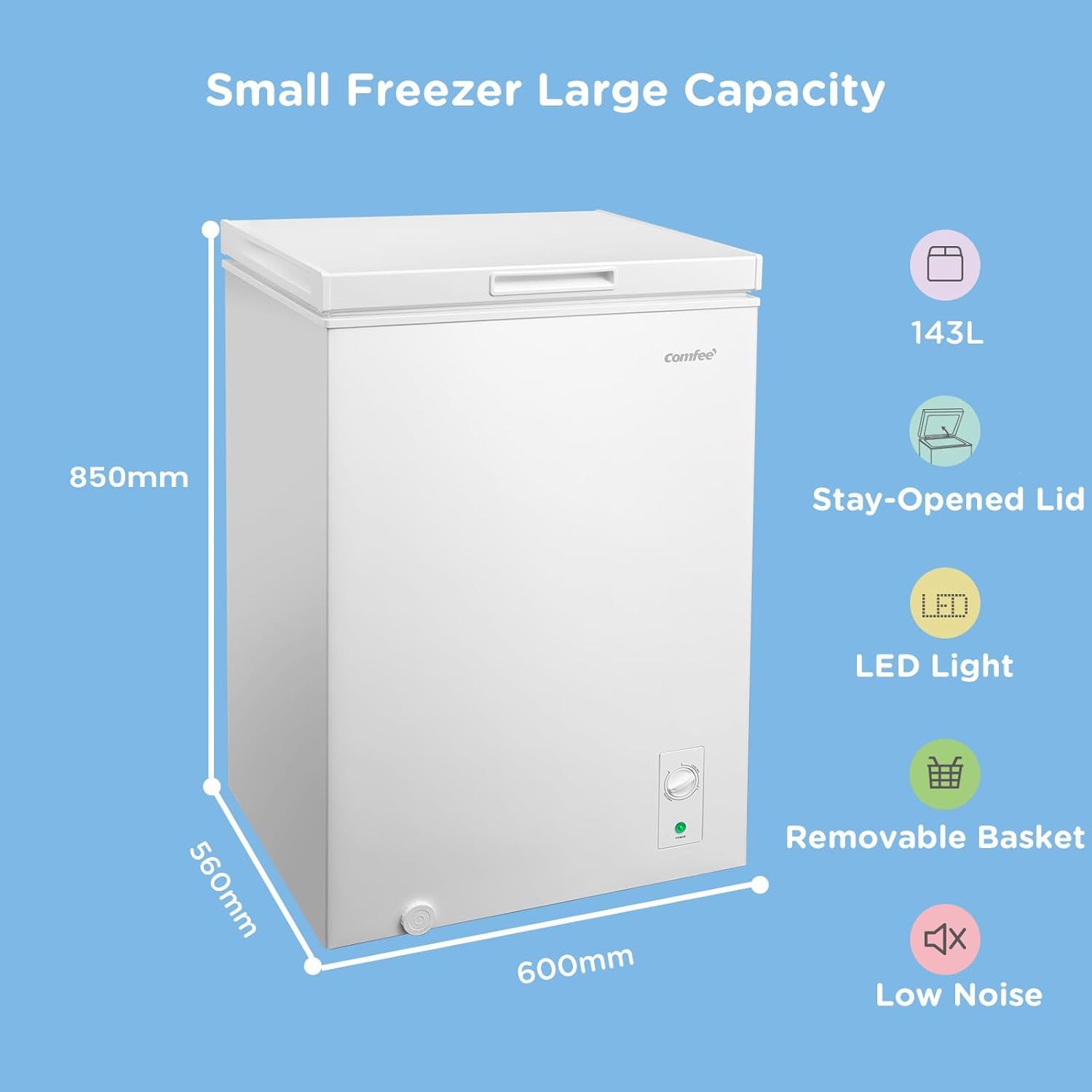 Living And Home 143L Chest Freezer With Digital Temperature Control Fridge&freezer Convertion In White