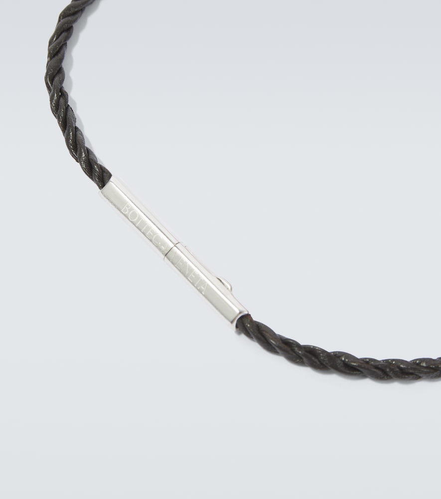 Leather sterling silver bracelet
