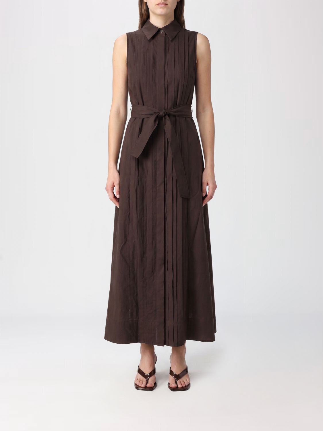 Off-the-Shoulder Cotton Midi Shirtdress P. A.R. O.S. H. with Pleated Skirt