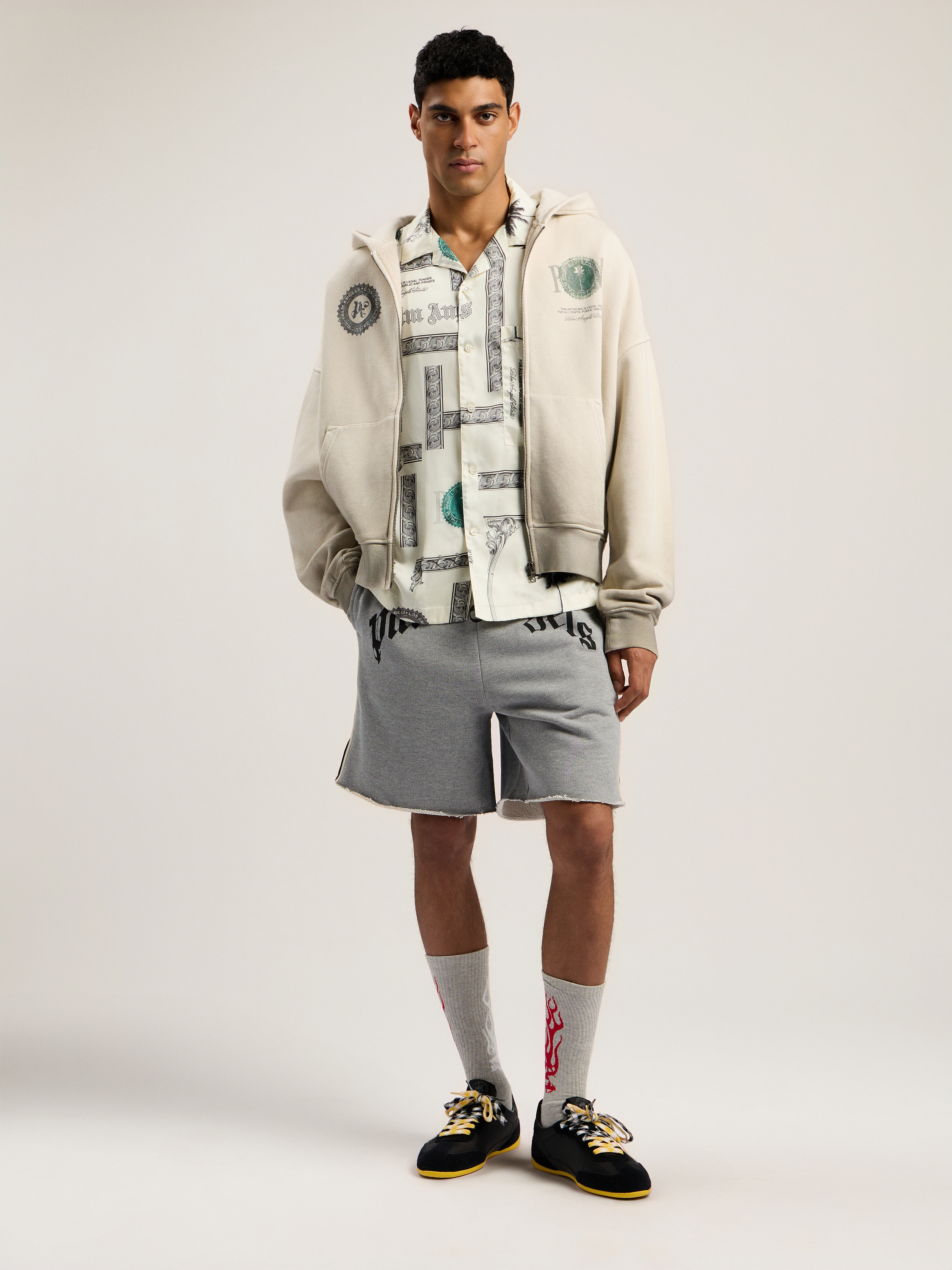 Dollar Zipped Loose Hoodie Man  Ivory
