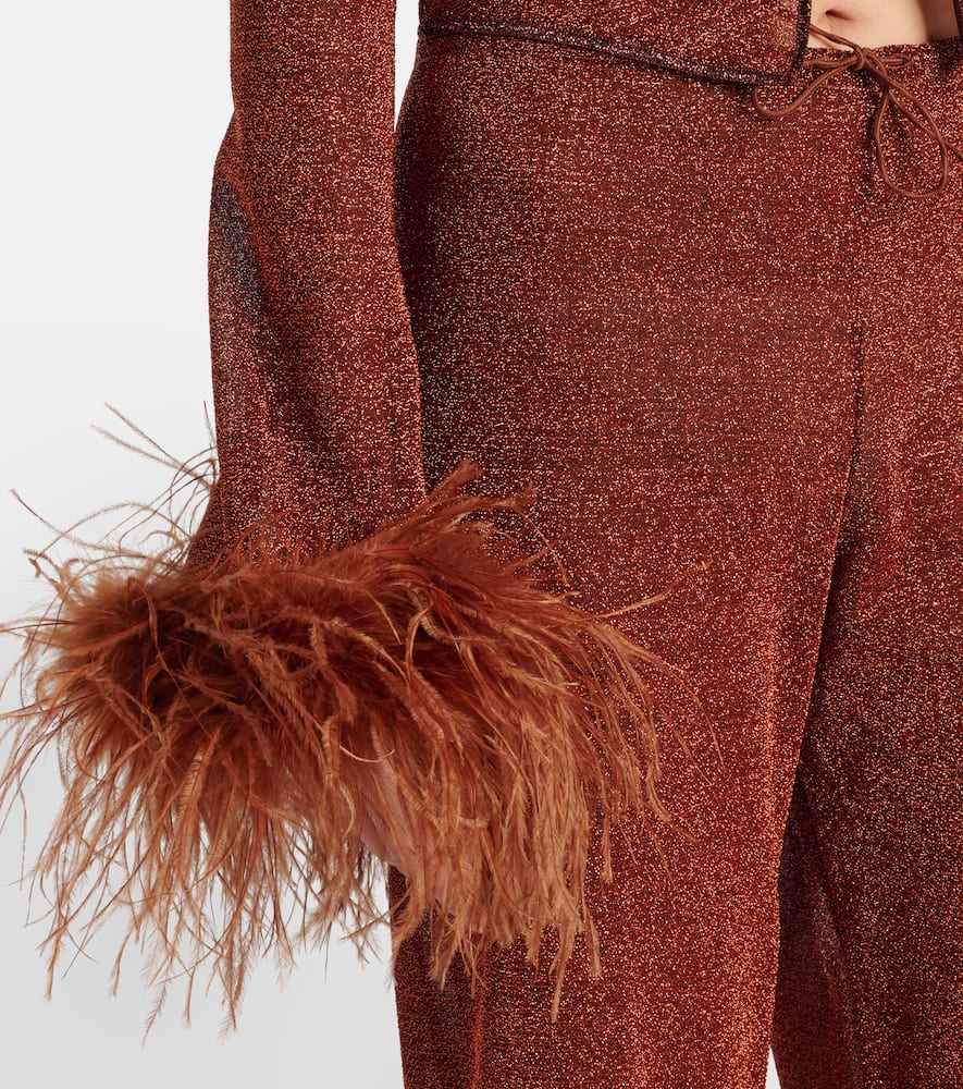 Oséree Lumière Plumage feather-trimmed blouse
