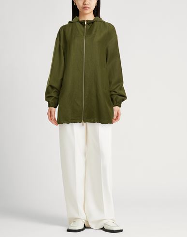 Woman Overcoat & Trench Coat Military green Size M Linen, Virgin Wool