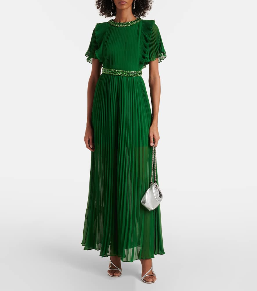 Self-Portrait Crystal-embellished ruffled gown
