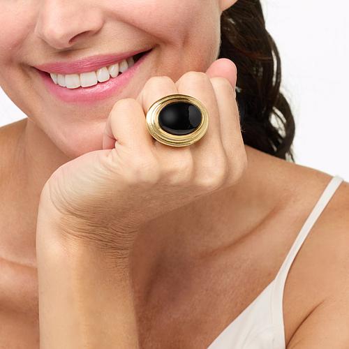 Bellezza Bronze Onyx Antique Replica Solitaire Ring