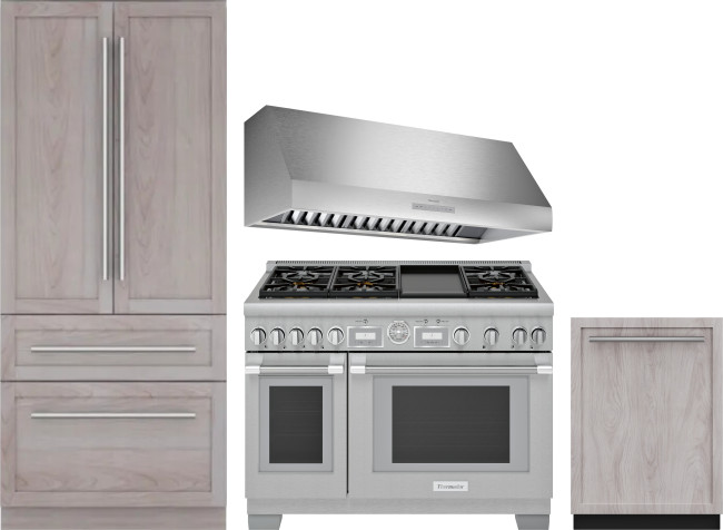 Thermador 4 Piece Kitchen Appliances Package with French Door Refrigerator, Gas Range and Dishwasher in Panel Ready THRERARHDW38