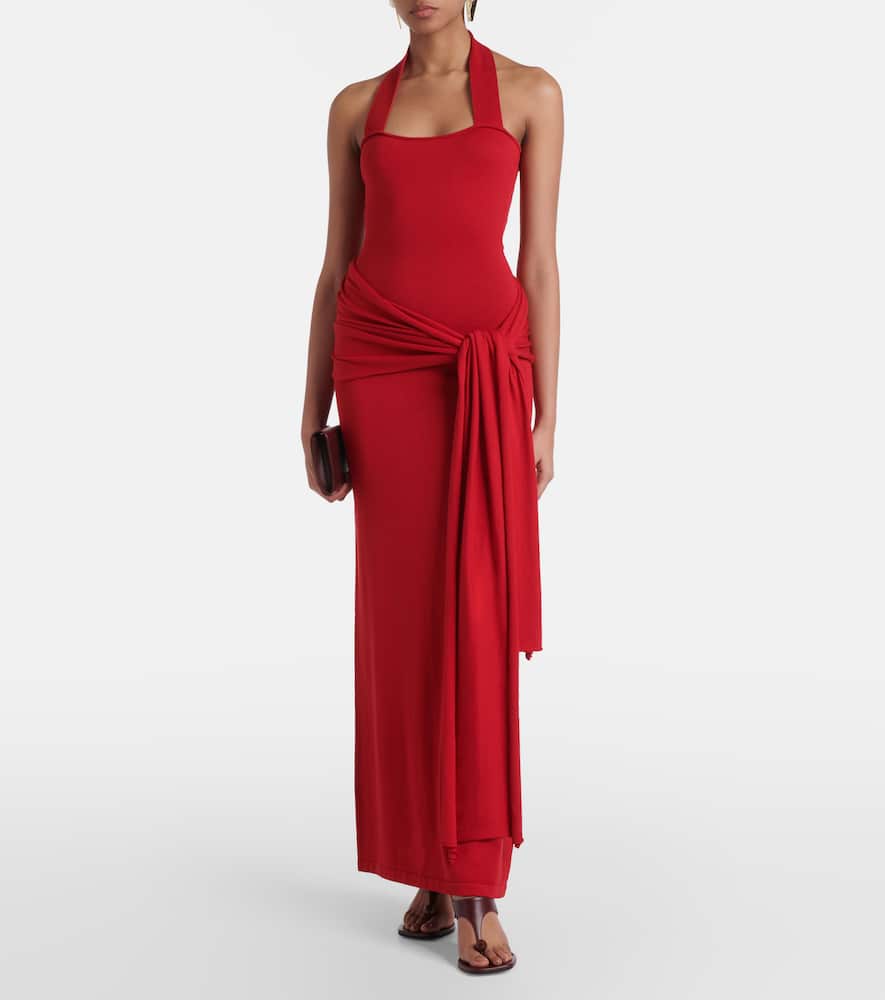Knitted silk and cotton maxi dress