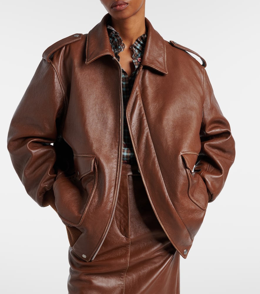 Shearling-trimmed leather jacket
