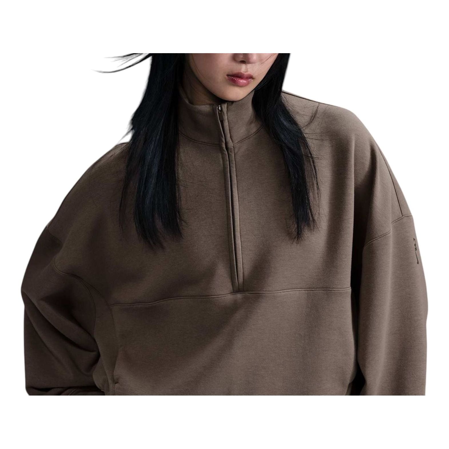 (WMNS) 24.7 ImpossiblySoft Dri-FIT 1/2-Zip T-shirt Oversized Fit 'Mink Brown'