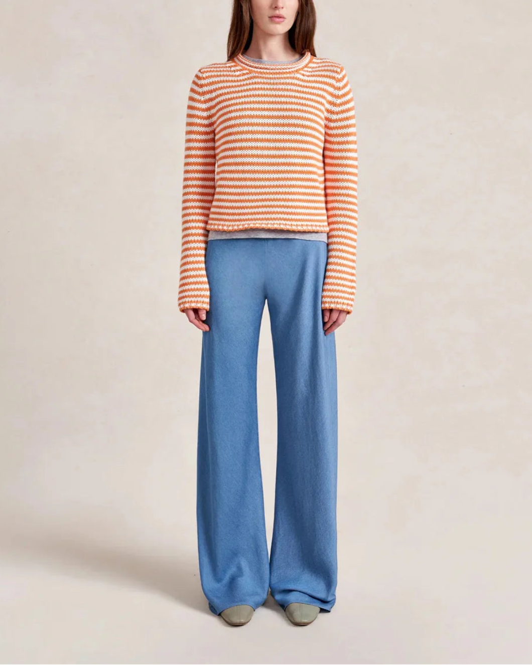 Fine Stripe Mini Marina Sweater Apricot