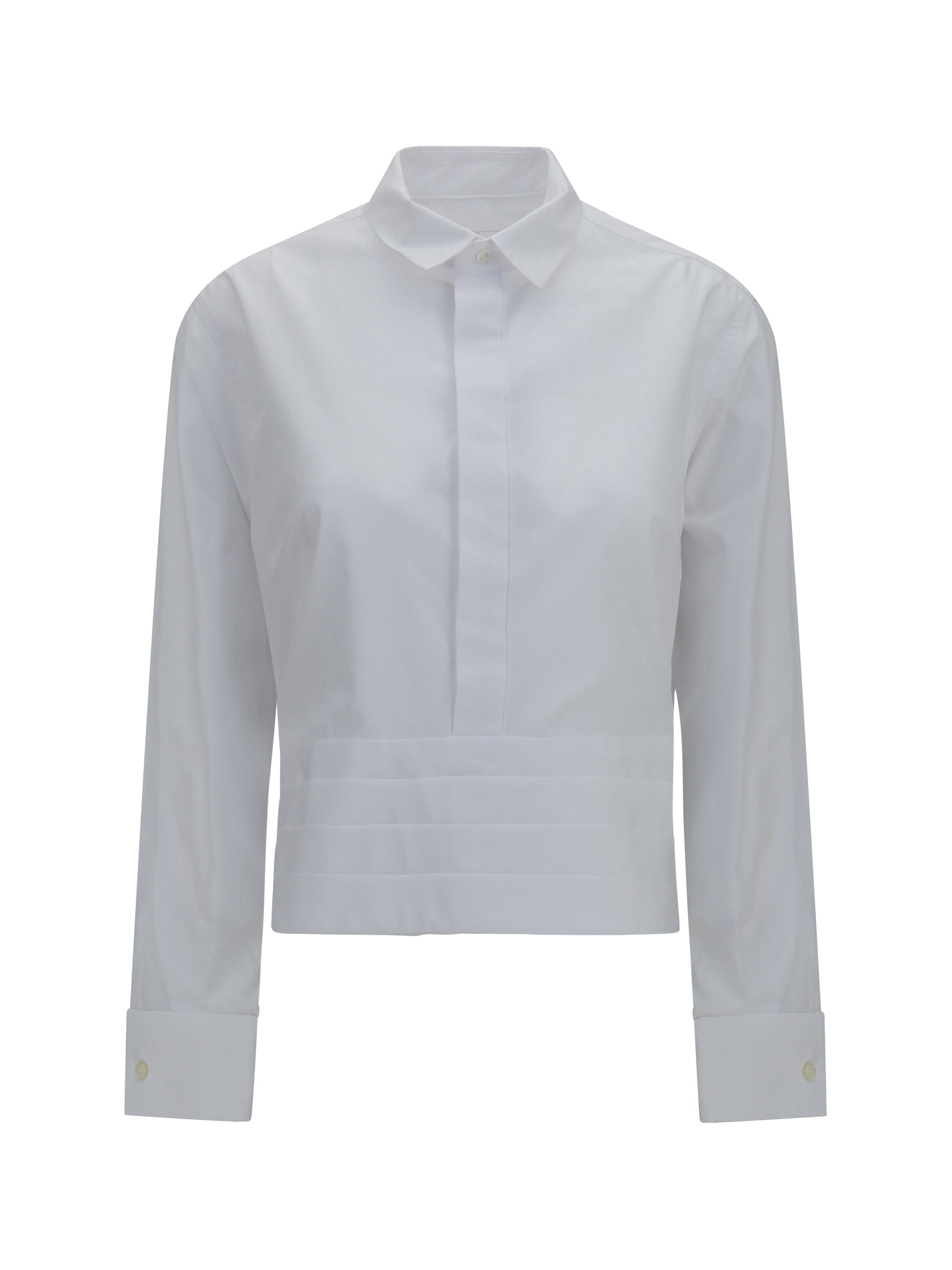 Cotton Poplin with Belt Shirt — White