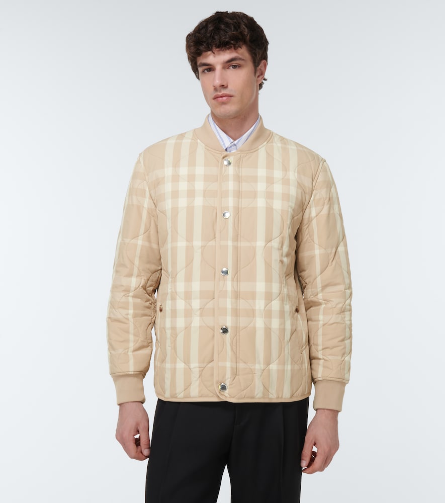 Checked quilted bomber jacket
