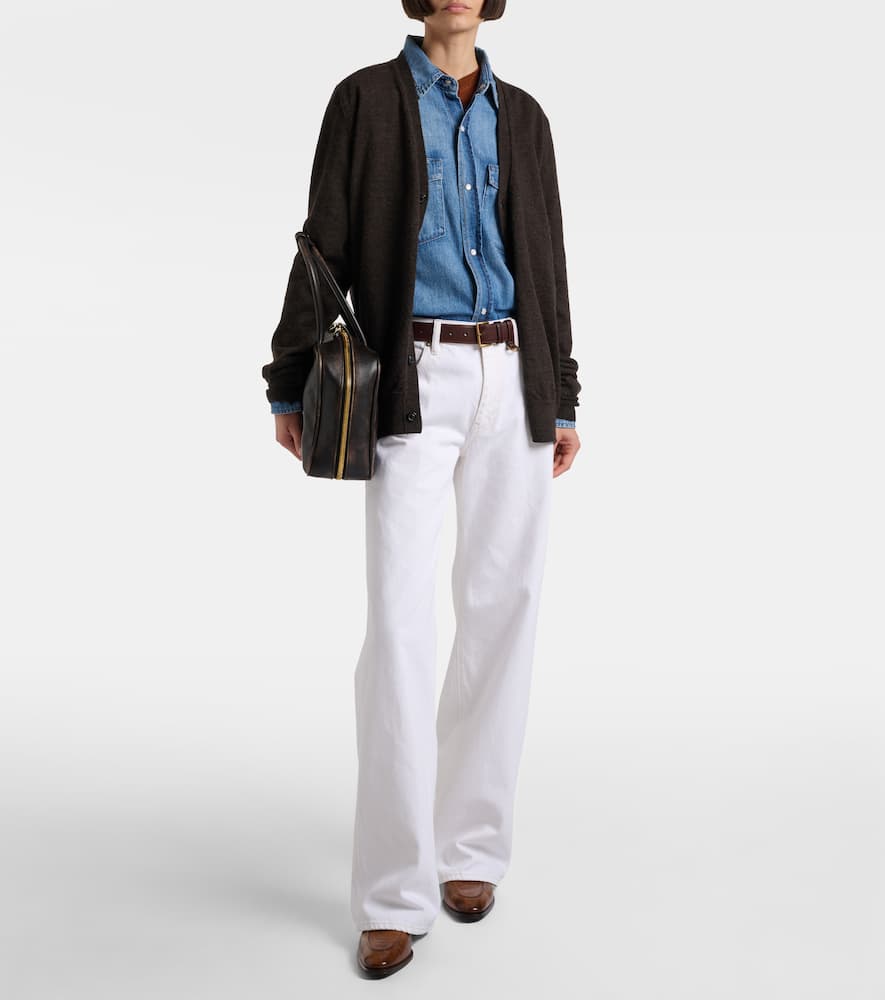 Bubble mid-rise wide-leg jeans