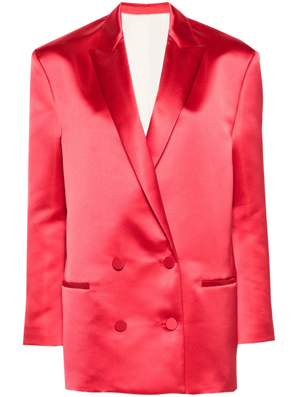 Double-breasted satin blazer - Red