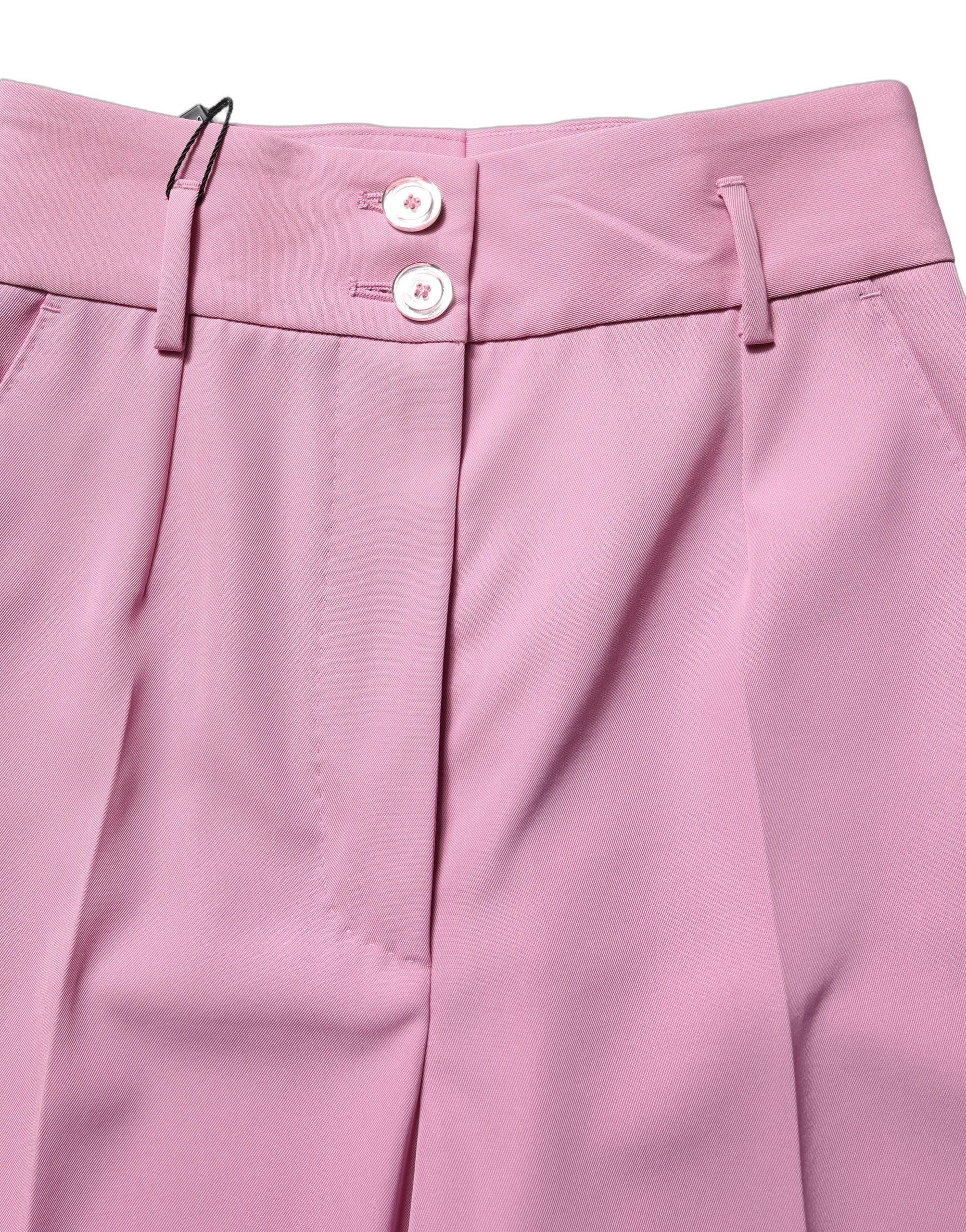 High-Waisted Tapered Trousers — Pink