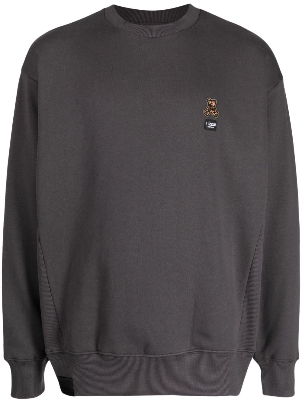 Bear-patch fleece sweatshirt - Brown