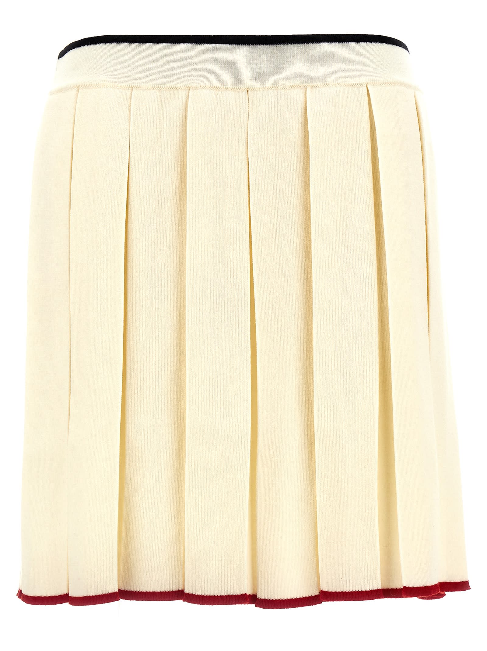 -Knitted Pleated Skirt Gonne Bianco-Donna
