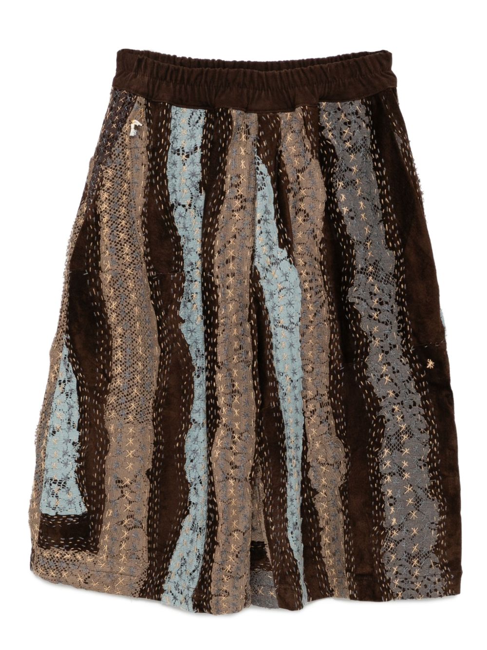 Lace on suede bermuda shorts - Brown