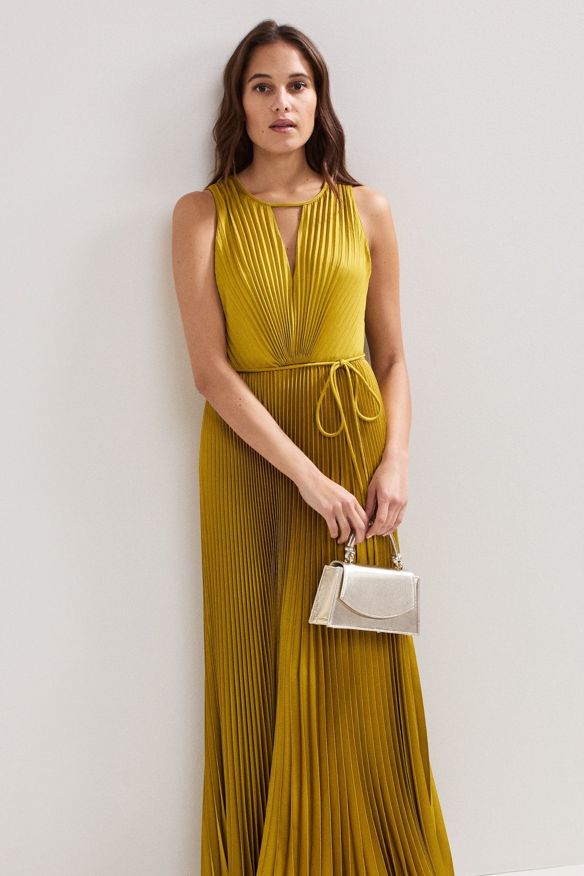Phase Eight Women's Dionne Pleated Maxi Dress in Mustard