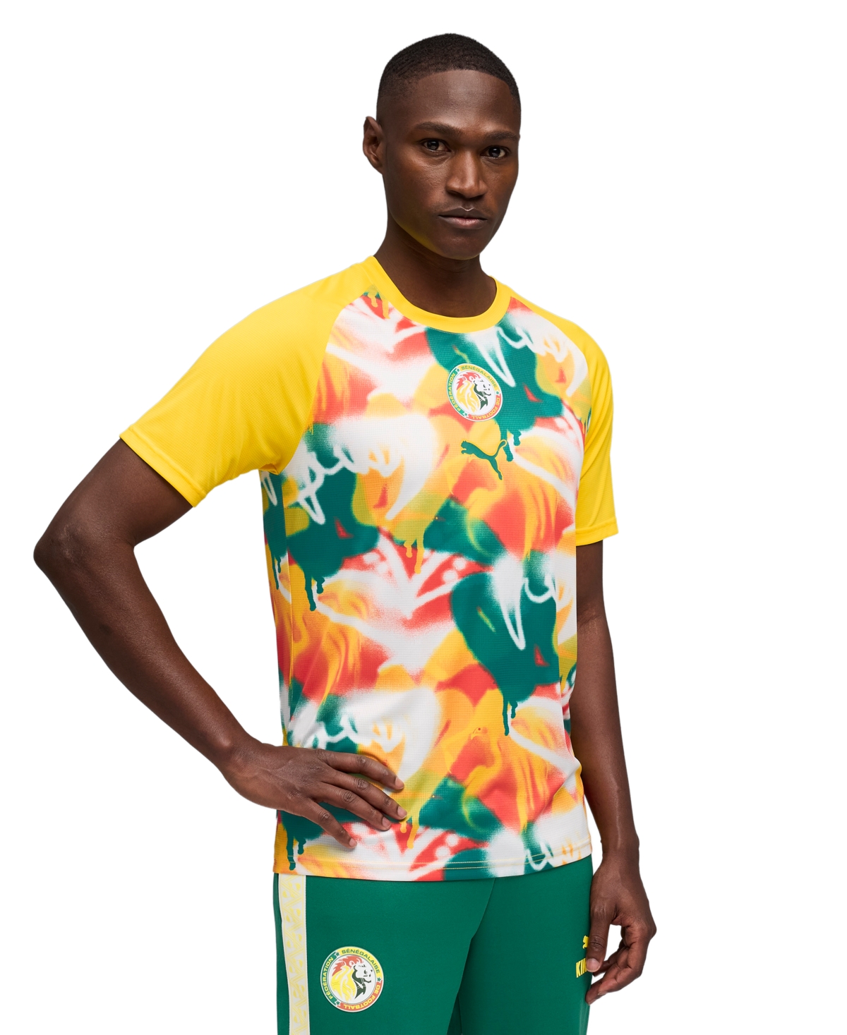 Men's Regular and Big & Tall Senegal National Teams Short-Sleeve Jersey - PelÃ© Yellow/Wild Green