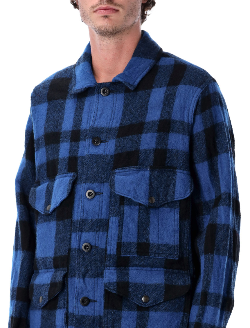 Blue Check Zip Front Shirt Jacket