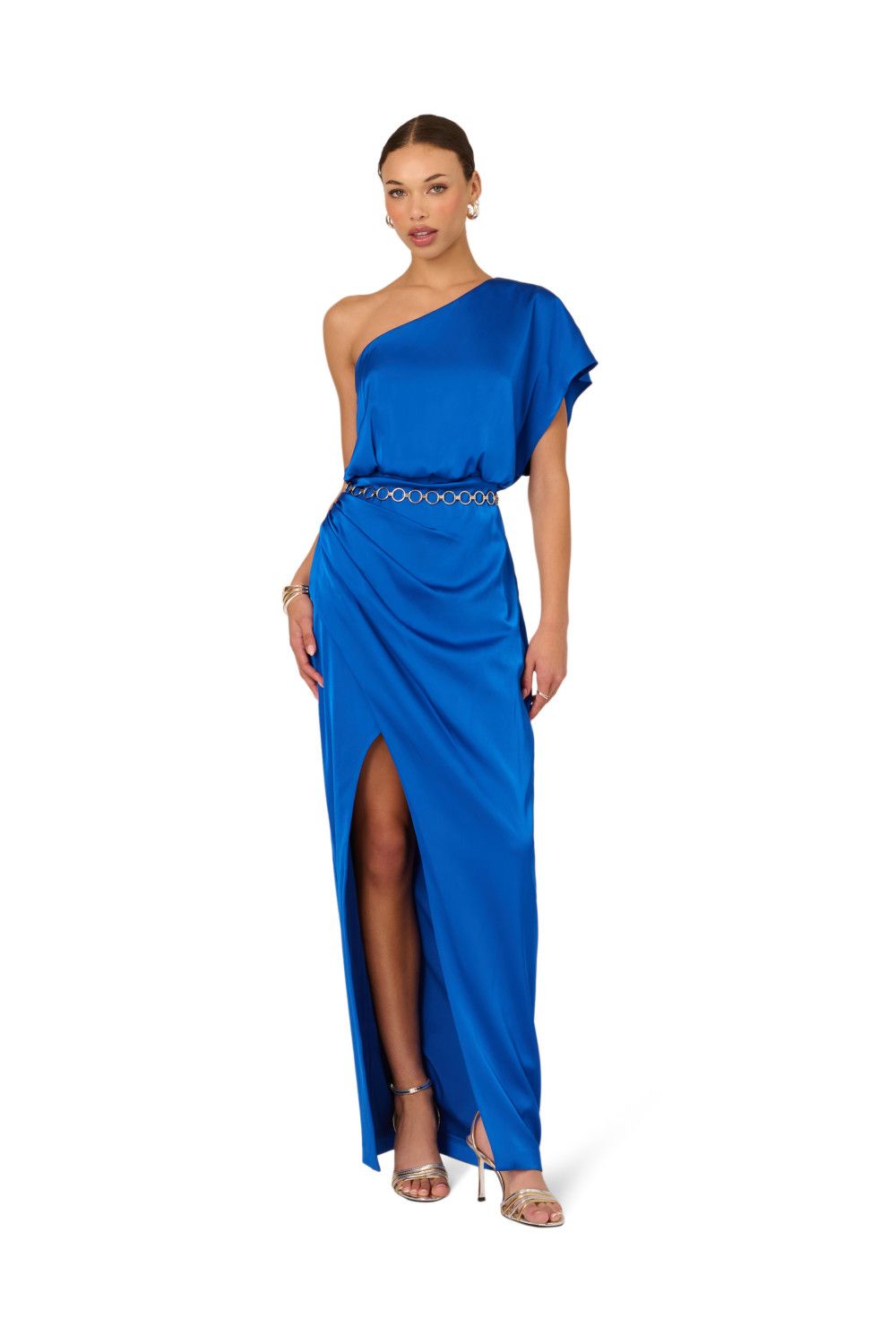 Adrianna Papell Women's Stretch Satin Long Dress in Blue