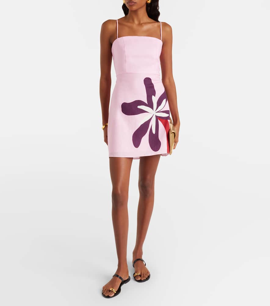 Roma floral linen minidress
