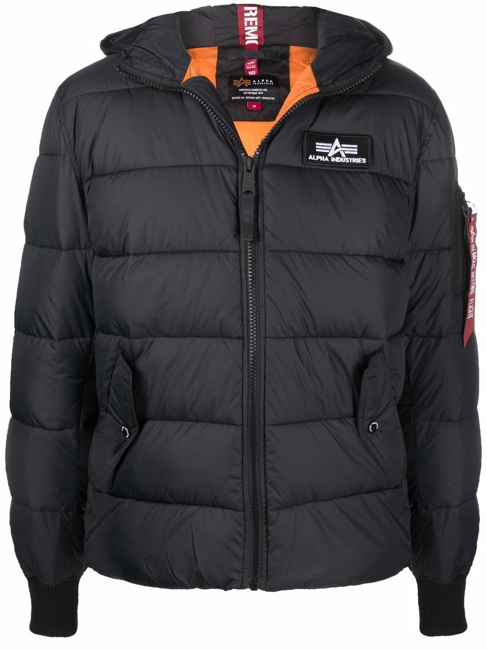 Alpha Industries logo-patch padded jacket - White