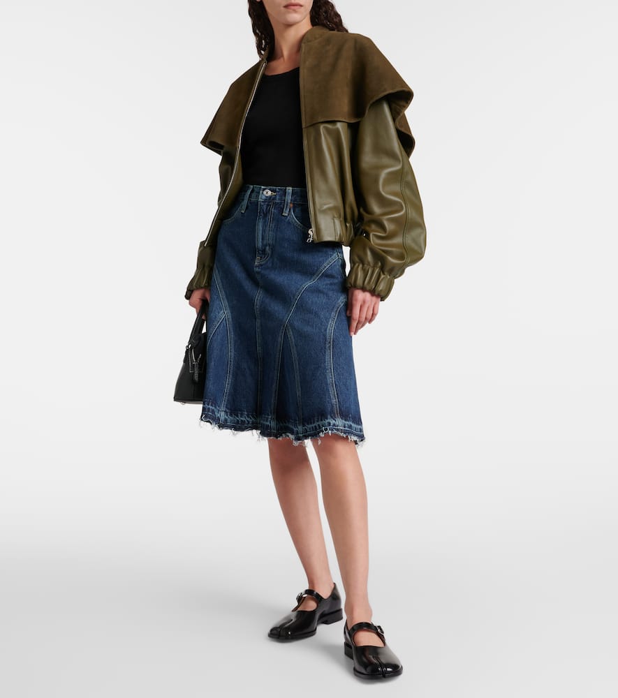 Re/Done Pleated denim midi skirt