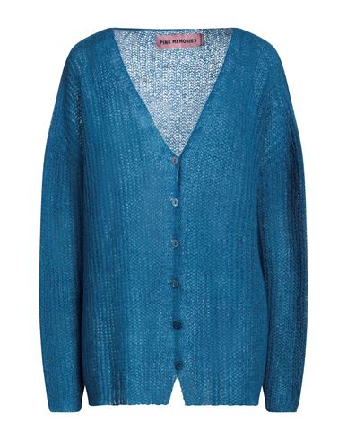 Pink Memories Woman Cardigan Blue Size 2 Acrylic, Mohair wool, Polyamide, Wool