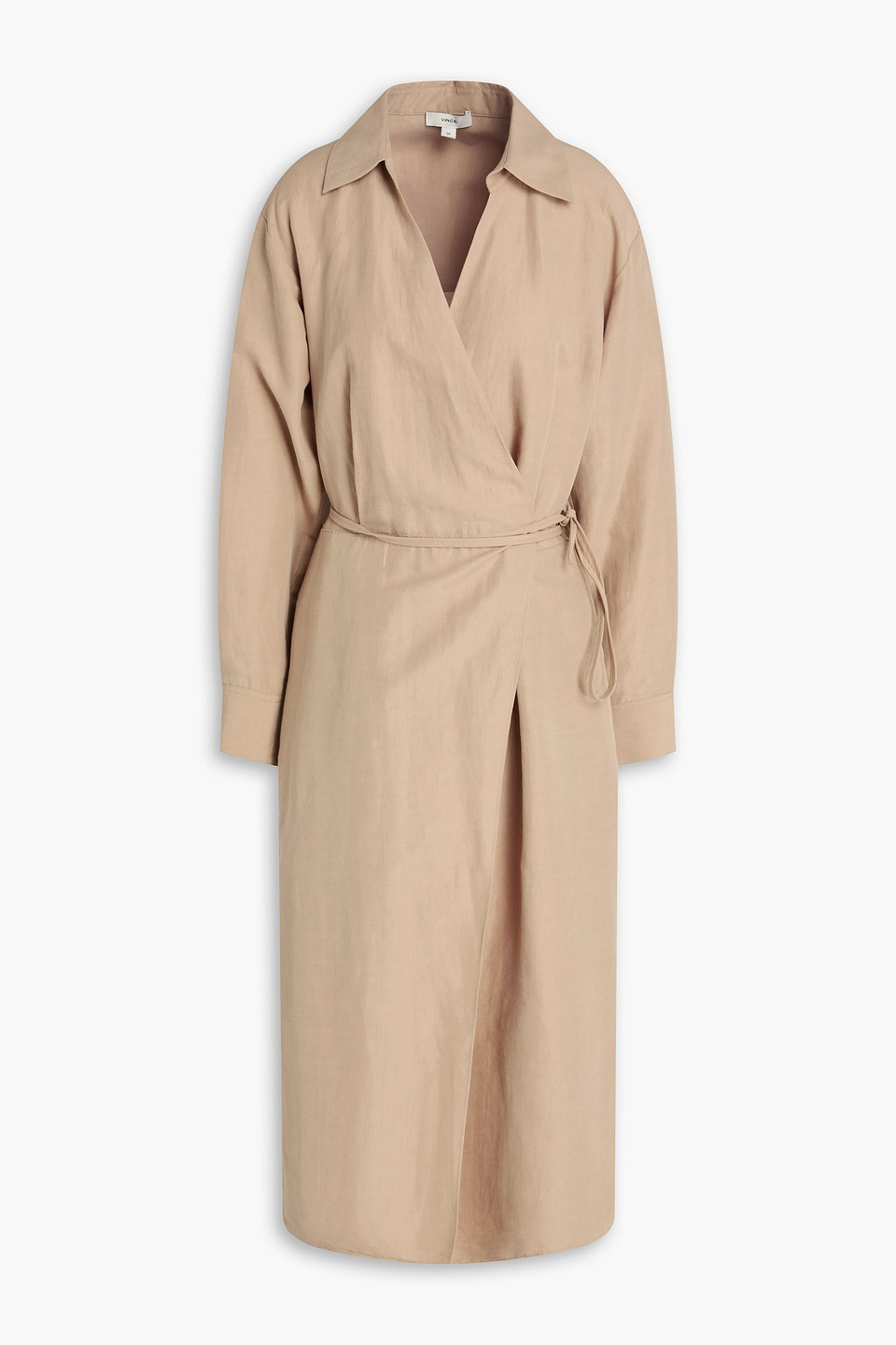 Slub woven midi wrap dress - Neutral - M