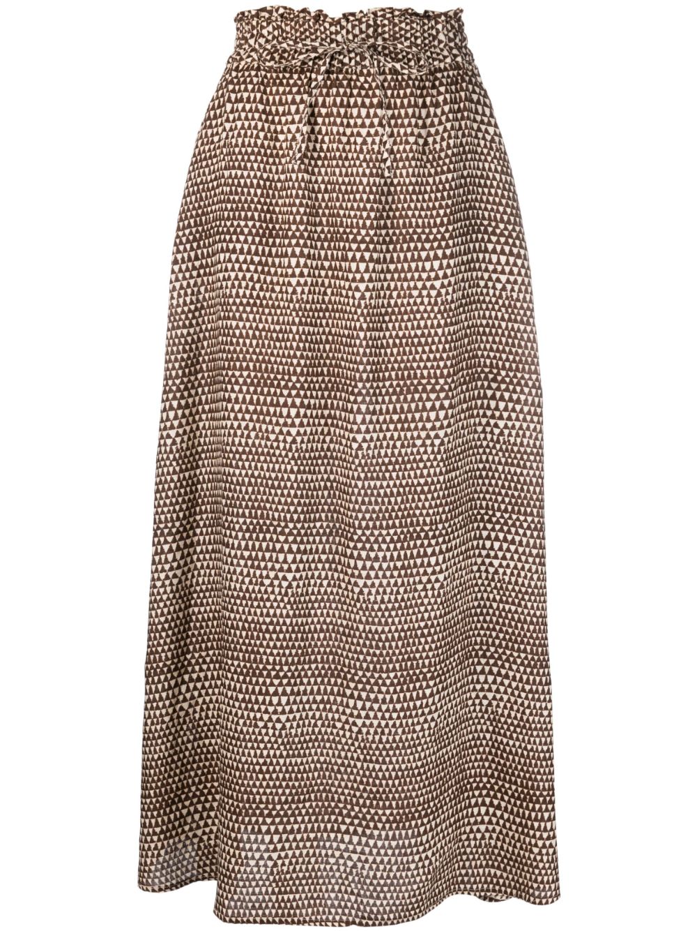 Graphic-print linen skirt - Neutrals