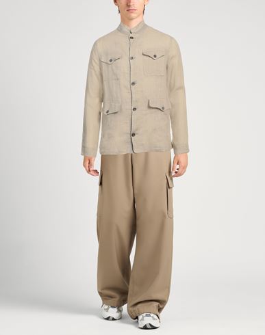 Alpha Studio Man Shirt Beige Size 42 Linen